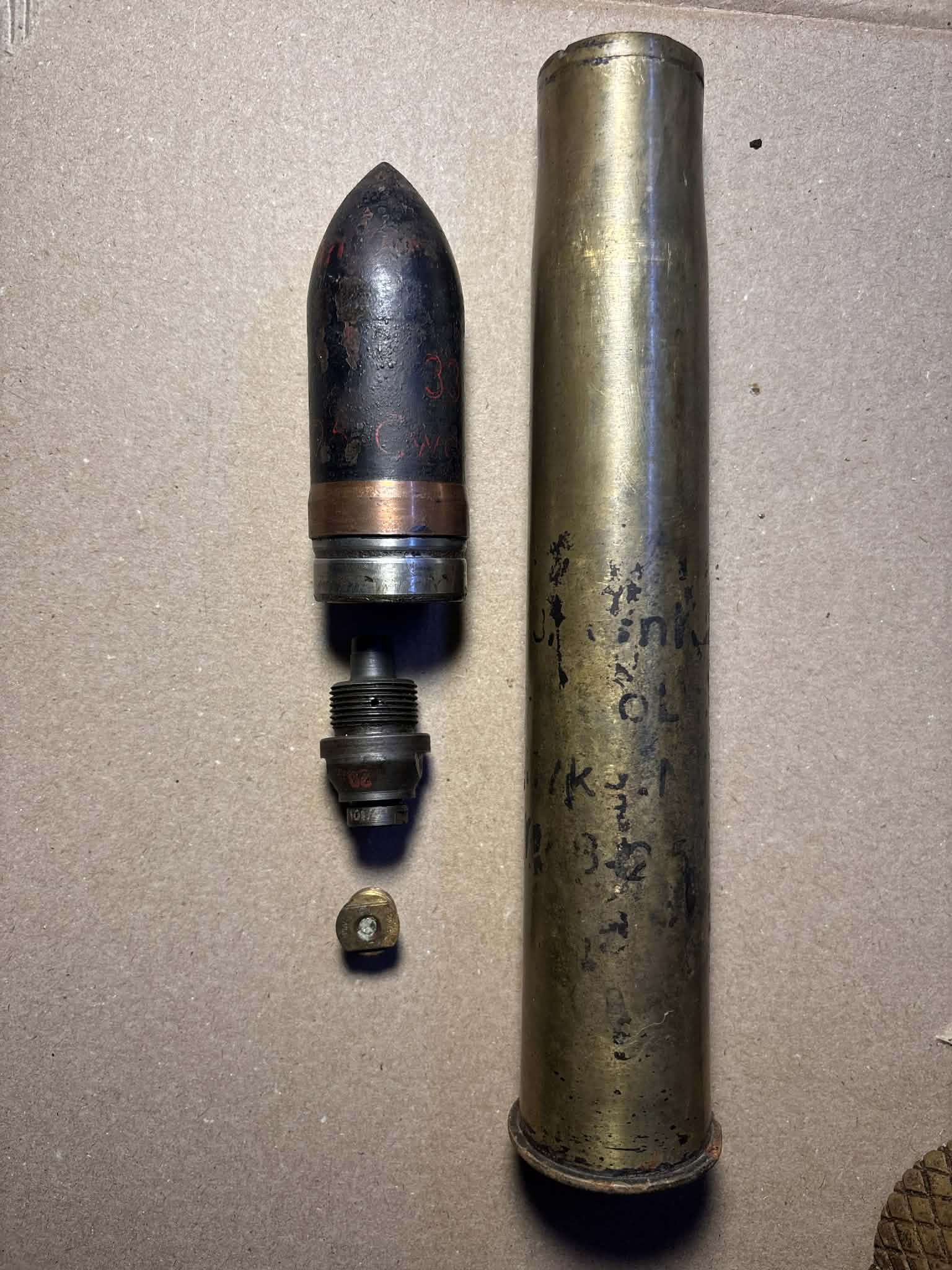 WWII German 3.7 cm Pak Armor-Piercing (AP) Projectile – Inert / Demilitarized Military Collectible