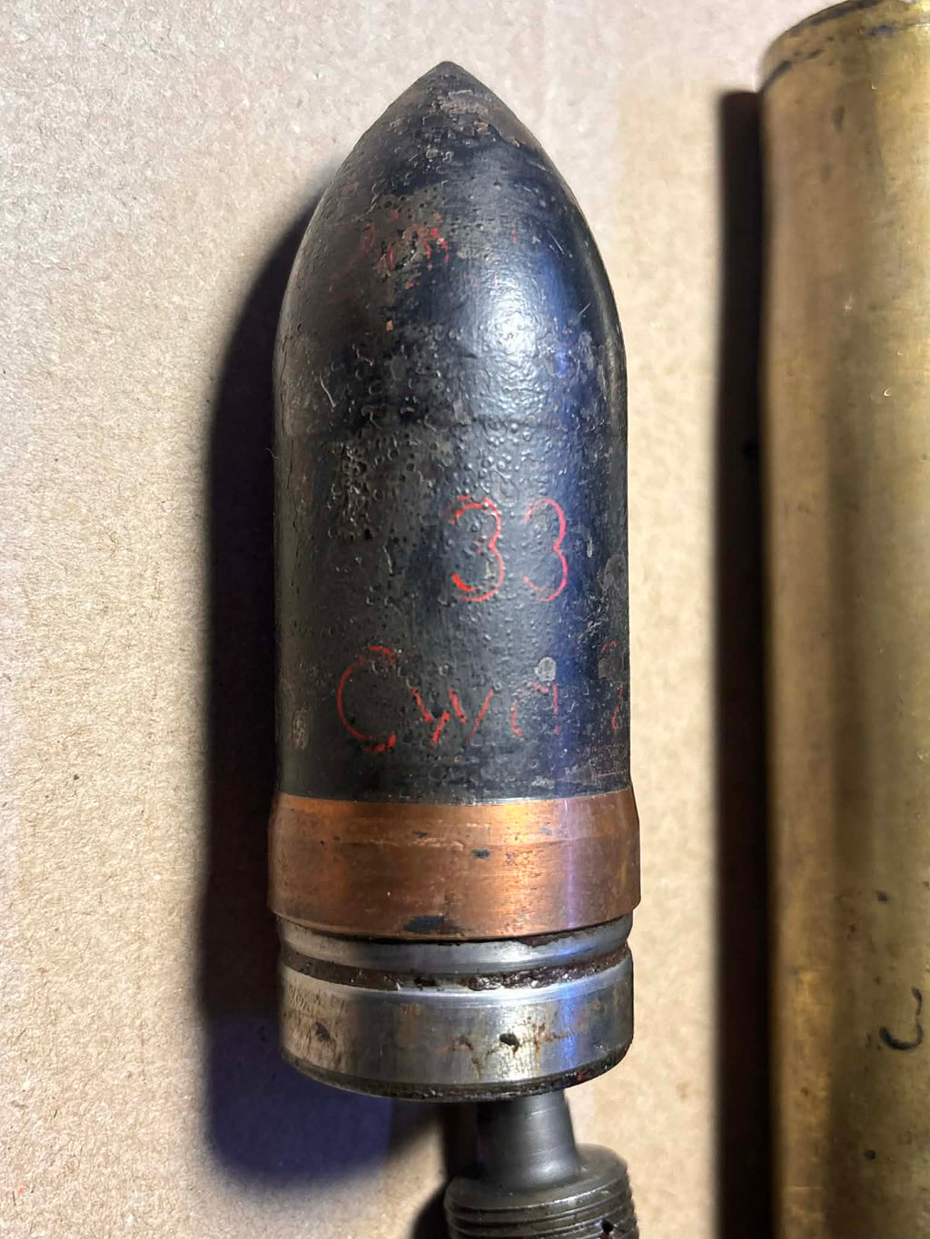 WWII German 3.7 cm Pak Armor-Piercing (AP) Projectile – Inert / Demilitarized Military Collectible