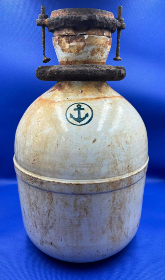 WWII Imperial Japanese Navy ceramic fuel tank / fuel container associated with the Shūsui rocket fighter program