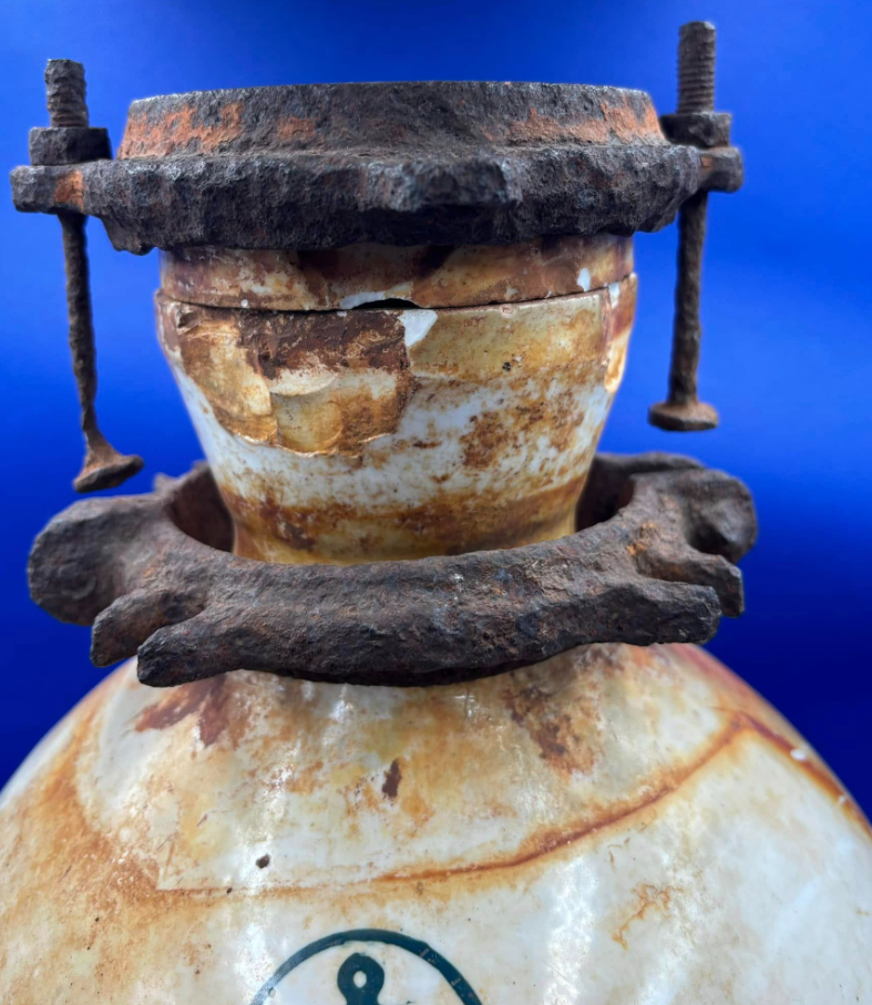 WWII Imperial Japanese Navy ceramic fuel tank / fuel container associated with the Shūsui rocket fighter program