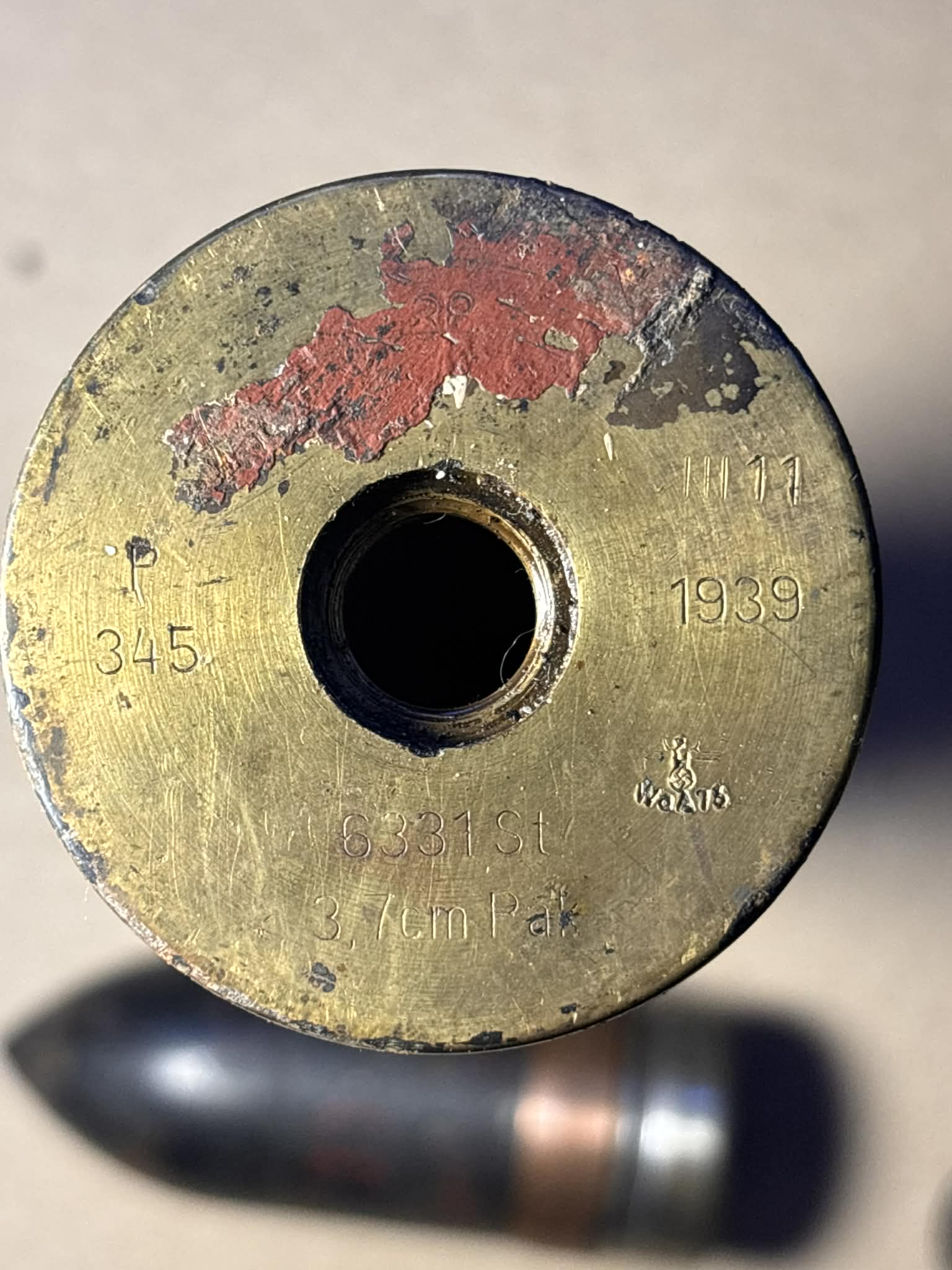 WWII German 3.7 cm Pak Armor-Piercing (AP) Projectile – Inert / Demilitarized Military Collectible